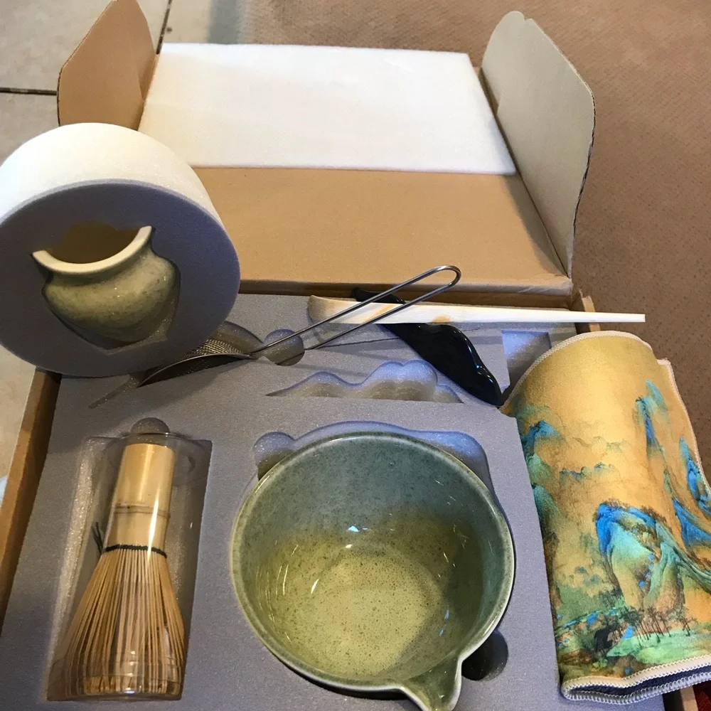 Matcha Whisk Set, 7-Piece Matcha Kit with Ceramic Bowl, Bamboo Whisk, Scoop,